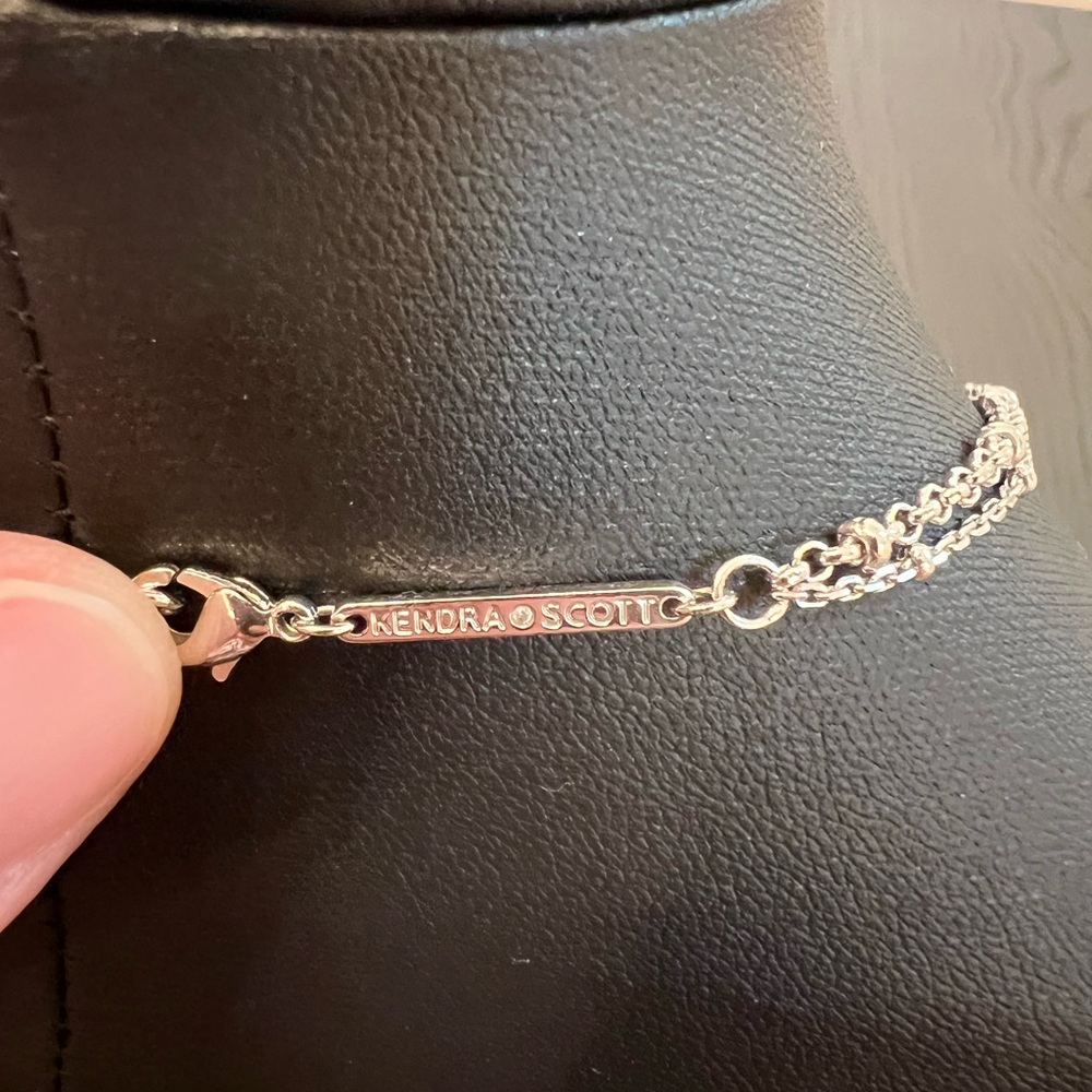 Kendra Scott Multi Strand Necklace Silver Tone Adjustable Length - Picture 3 of 4